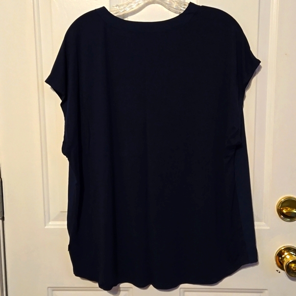 Banana Republic, Top, Blouse, Tunic, Sz XL, Navy, Pleated Front, V-neck - Picture 7 of 7